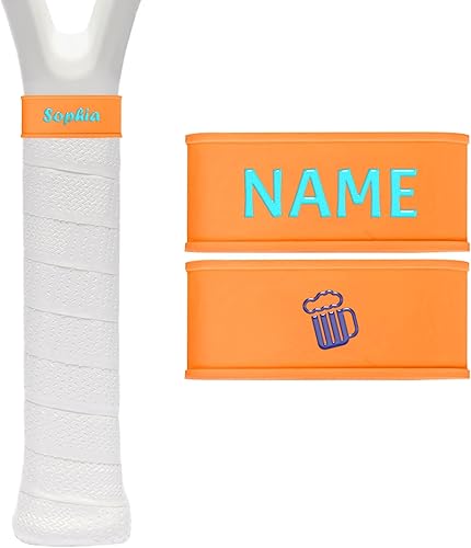 2 Pezzi di anelli in silicone per impugnatura per racchetta da tennis con nome personalizzato, anelli in gomma per racchetta da tennis, anello di fissaggio per il nastro della racchetta - Ysert
