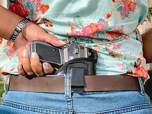 Fondina per pistola in pelle Glock adatta per Glock 19 Gen 3 26 27 42 48 S&W M&P Shield EZ Fondine universali per pistola in pelle per uomo Donna Copri clip stile occidentale con portariviste - Ysert