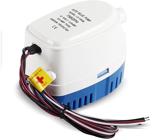 Pompa di Sentina Automatica 12V 750GPH Sommergibile Completamente Automatica con Interruttore a Galleggiante, Pompa di Sentina per Barche con Albero in Acciaio Inossidabile, - Ysert