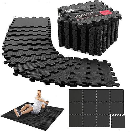Tappeto Palestra, Tappeto Puzzle, Tappeto Gomma Antiscivolo, Tappetino Palestra, Tappetino Fitness, Home Gym, Tatami Palestra, Tappeti, Tappetino Ginnastica, x12 Puzzle 30x30cm 12mm - Ysert