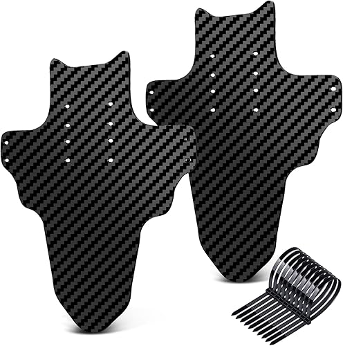 NICEDACK Parafanghi per Mountain Bike, 2 Pezzi, Mudguard Fit 20' - 29 Pollici MTB parafango Anteriore e Posteriore Compatibile con parafanghi per Bicicletta (Texture in Fibra di Carbonio) - Ysert