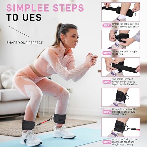 Fasce di Resistenza alla Caviglia con Polsini, Attrezzatura per Allenamento Glutei, Attrezzatura per Esercizi per Gambe e Glutei, Ankle Straps Gym per Uomo & Donna - Ysert