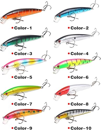 Esche da Pesca, 10 Kit di Esche da Pesca, Artificiale Pesca Richiamo Set, Esche Artificiali 3D Forma di Sanguinerola da Pesca, Attrezzatura di Pesca Esche Artificiali Perfetto per Pesca - Ysert