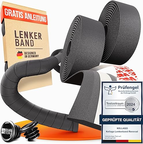 Kellago Nastro per manubrio bici da strada, nero, con pneumatici adesivi da 3 m, con e-book e 4 strisce adesive nere autoadesive, per bicicletta, per manubrio della bicicletta - Ysert