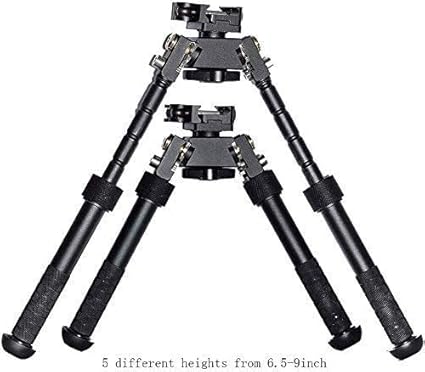 Bipiede tattico Keymod per carabina ad aria compressa da 6,5-9 pollici, supporto per leva QD CNC regolabile, adattatore girevole a 360 gradi con chiodo per bipiede e supporto per guida Picatinny - Ysert