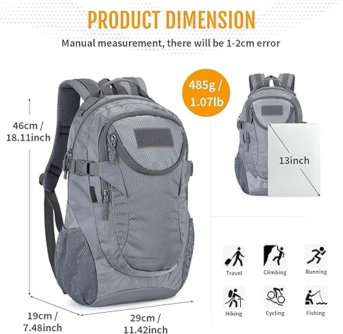 Zaino Tattico 25 Litri Militare Impermeabile, Leggero e Traspirante per Trekking, Campeggio, Caccia, Pesca e Viaggi - Ysert