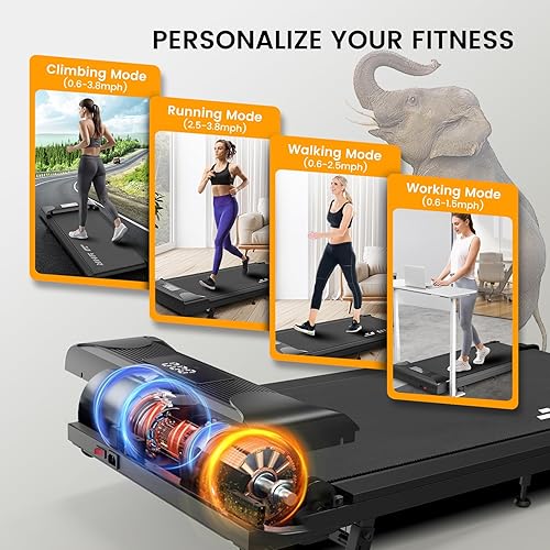 Tapis roulant 4 in 1 con APP e Telecomando, Treadmill 2.5HP Tapis roulant per Sotto Scrivania, Piccolo Tapis Roulant per Ufficio e Casa - Ysert