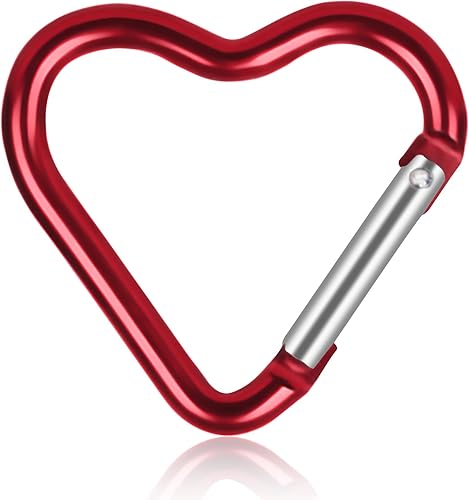 Moschettone a Forma di Cuore, Moschettone di Sicurezza in Lega di Alluminio Clip di Sicurezza Fibbia da Campeggio per Escursioni, Arrampicata, Campeggio, Trekking (Rosso) - Ysert