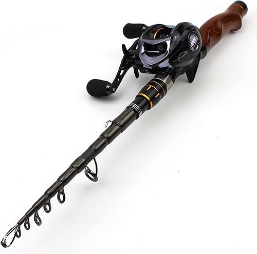 SADPRKR Canna da pesca telescopica professionale da 1,8 m a 2,7 m + mulinello a goccia, canna da pesca con combinazione di mulinello, esca da viaggio telescopica per trote e mulinello combinazione - Ysert