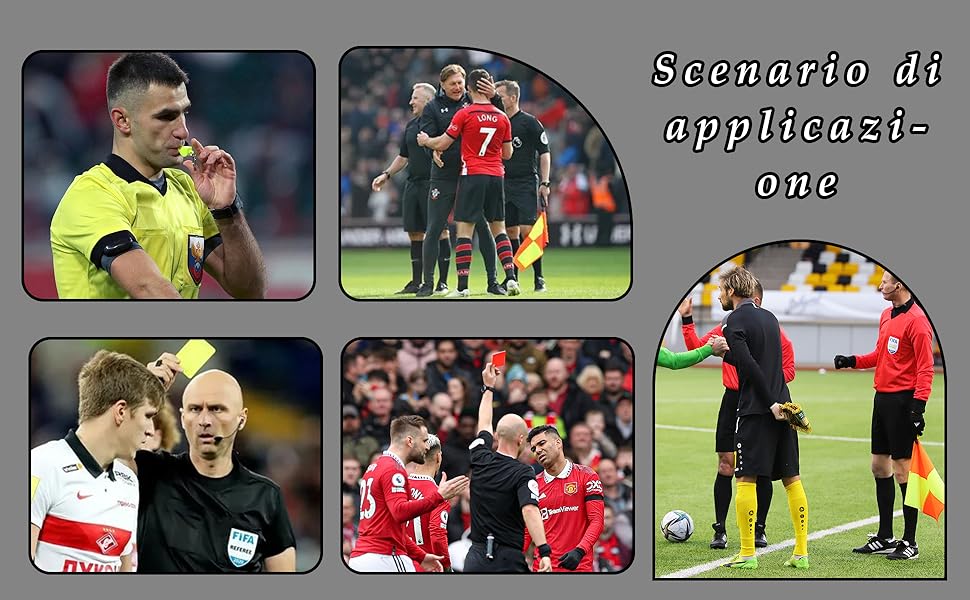 Cartellini Arbitro Calcio Kit,Fischietto Arbitro,Carte Rosse e Gialle con Fascia da Capitano