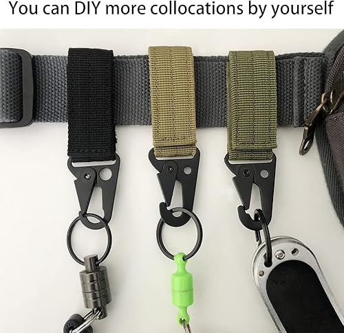 Portachiavi tattico clip da cintura Molle Strap Attachment Strap Clip da appendere, Nero - Ysert