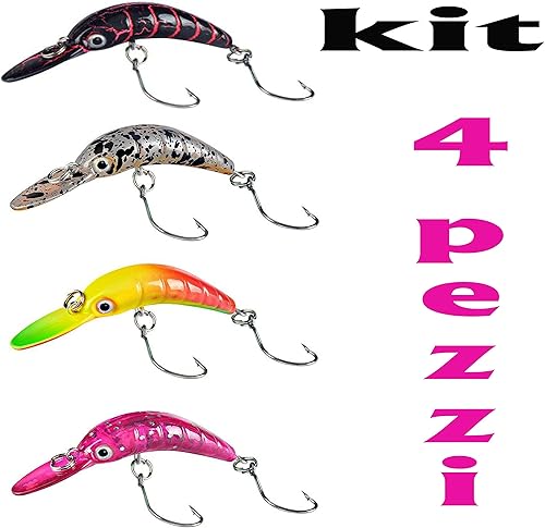 Artificiali Trout Area Crank Minnnow Esca Pesca Trota Spinning Black Bass kit 4 pz. Gr. 2,5 - Ysert