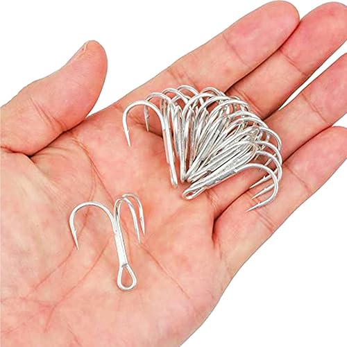 Ganci da Pesca ad alto Tenore di Carbonio in Acciaio Dimensioni 2#4#6#8e10# 50 PezziAmi da Pesca Triplo Ami da Pesca Ardiglione Ami da Pesca in Acciaio al Carbonio Spinato per la Pesca in Mare Misto - Ysert