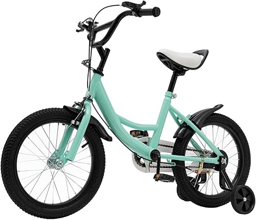 Bicicletta per bambini da 16 pollici, unisex, per bambini, con ruote di supporto rimovibili, per bambini di 5-8 anni - Ysert