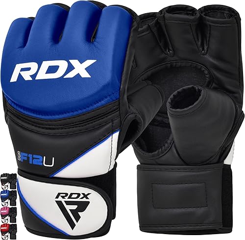 RDX MMA Guanti Grappling Arti Marziali Allenamento, Maya Hide Pelle, Palmo Aperto Imbottitura Guantoni, Gabbia Gloves Per Kickboxing Sparring Muay Thai Sacco Boxe Combattimento, Uomo Donna - Ysert
