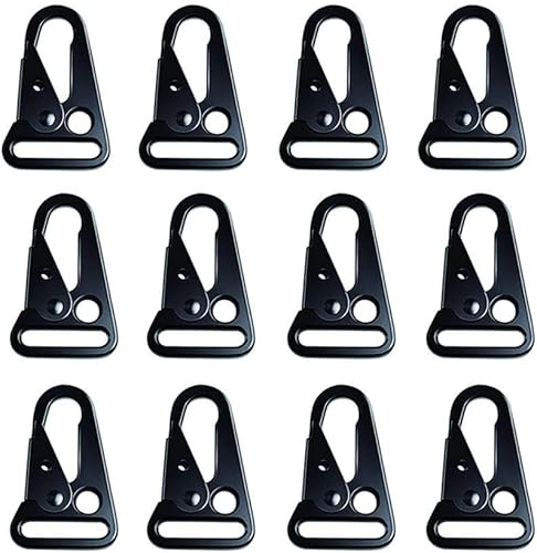 Tattico Moschettone, 12 Pezzi Moschettone in Tessuto, Moschettone Gear, Ganci per Clip Alpinismo, Moschettone Esterno, per Alpinismo, Campeggio, Escursionismo, Caccia, Tiro, Attività All'Aperto (Nero) - Ysert