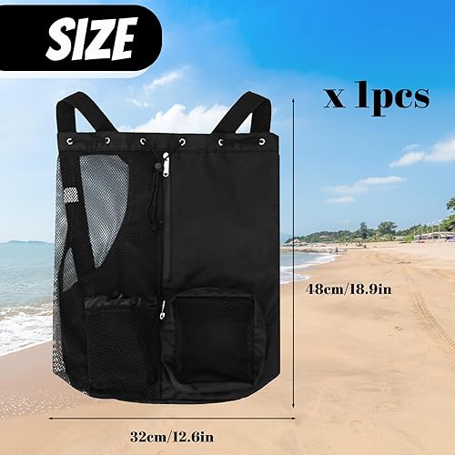 Borsa da Spiaggia In Mesh, 48 * 29 * 15 cm Zaino Sportivo Impermeabil, Zaino da Spiaggia con Coulisse, Zaino da Nuoto Unisex, Zaino da Bagno, per Nuoto, Sport, Viaggi, Fitness - Ysert