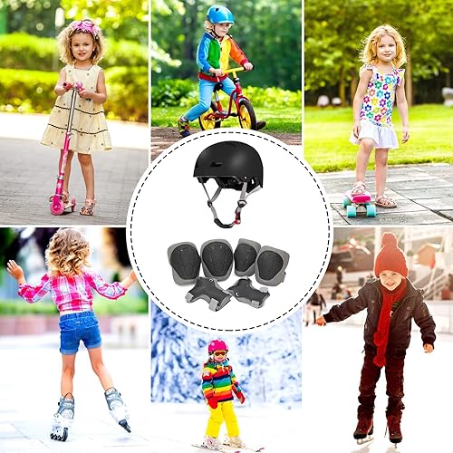 LANOVAGEAR Set di Casco Protezione Bambini con Casco Regolabile Ginocchiere Gomitiere e Polsiere per Skate Bicicletta Pattinaggio Monopattino Skateboard (2-8Anni - Ysert