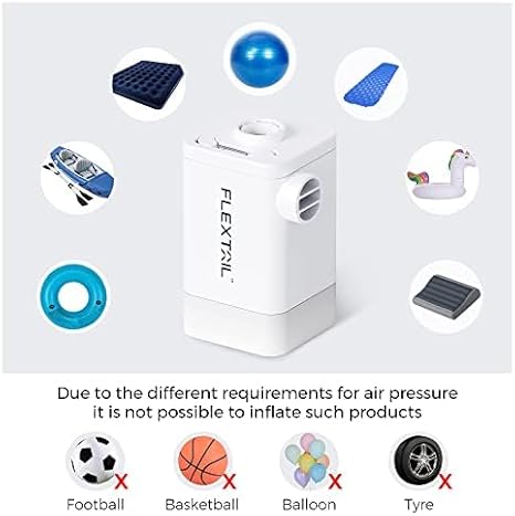FLEXTAILGEAR MP2Plus Mini pompa ad aria elettrica con batteria ricaricabile e lanterna da campeggio per materassino ad aria, materasso ad aria, galleggiante per piscina, giocattolo gonfiabile - Ysert