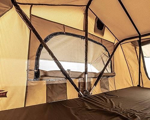 Tenda da campeggio con vestibolo per 2 persone + materasso - comoda e mobile, ideale per escursioni complete di scale telescopica, tasche per accessori e zanzariere | Impermeabile - Ysert