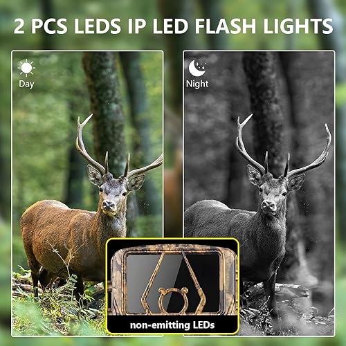 Fototrappola WiFi Bluetooth 8K 60MP, Fotocamera Caccia con Visione Notturna con APP, 120°Ampia Visuale Fototrappola Infrarossi Invisibili con Velocità di Trigger 0,2S, IP66, per la Fauna Selvatica - Ysert