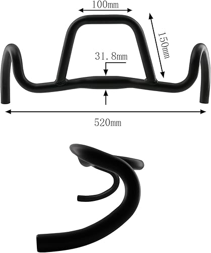SENQI Manubrio per bicicletta in lega di alluminio, diametro 31,8, diametro 420 mm-520 mm, 440 mm-540 mm, 460 mm-560 mm, altezza lavello 20 mm, per Touri (420 mm-520 mm) - Ysert