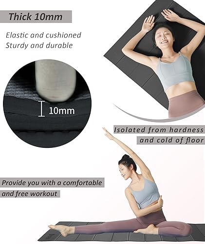 Tappetino Yoga Pieghevole 195×90cm TPE 10mm Spesso Tappetino Palestra Antiscivolo per Casa Tappetino Pilates Impacchettabile per L'allenamento Campeggio Viaggio - Ysert