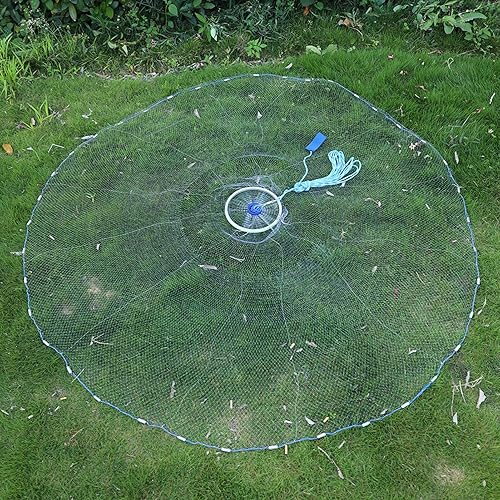 Rete da Pesca da Lancio, Rete da Pesca di Lancio della Mano, 2.4M Rete da Pesca in Nylon con Corda della Mano 8m, Nylon Rete per Esche Pesci(2.4m) - Ysert