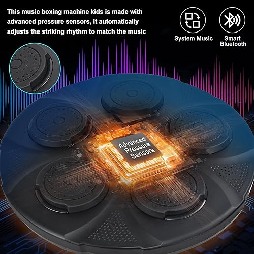 Music Boxing Machine Adulti, Macchina da Boxe Musicale, 9 modalità di velocità, Intelligente Box Musicale Pugile con Guanti da Boxe con Bluetooth, LED Boxe Musicale da Parete per Bambini - Ysert