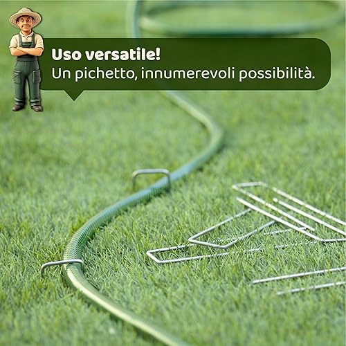 Picchetti in Acciaio Zincato (250 Pezzi) - Picchetti per Telo di Pacciamatura, Recinzione e Camping - 150mm di Lunghezza, 25mm di Larghezza, Ø 3mm - Ysert