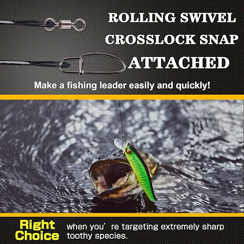 Terminale Filo da Pesca Leaders Girevoli Lenze in Acciaio Inox con Girella Leader Filo Rig Connettore a Scatto 20pcs 20inch 120lbs - Ysert