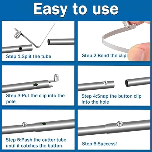 Clip a molla per palo della tenda, 6 mm, clip a molla per kayak, 8 pezzi, in acciaio inossidabile, clip a molla per tenda da campeggio, kayak, pagaia - Ysert