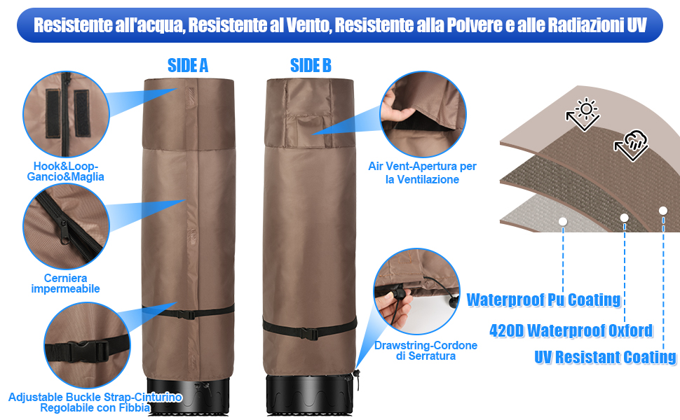 coprisacco sacco boxe resistente acqua polvere vento UV