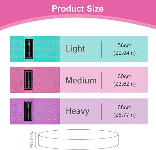 Elastici Fitness, 3 pezzi Bande Elastiche Fitness, Fasce Elastico Fitness in Tessuto con 3 Livelli di Resistenza, per Esercizi Glutei, Yoga, Pilates, Palestra, multicolore, 7 CM di larghezza - Ysert