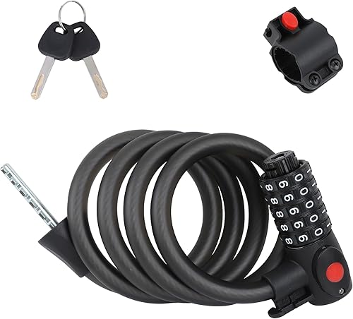 Frinier Lucchetto Bicicletta Antifurto con Combinazione e Chiavi e 120cm/12mm Antifurto Bicicletta Elettrica Alta Sicurezza Lucchetto Bici Combinazione Con Luce Notturna per Bici Moto Triciclo Scooter - Ysert