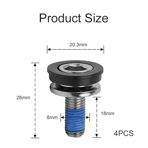 Viti per Cuscinetti a Pedale, 4Pz Bulloni M8 x 18 mm per Pedivella Bici, Viti per Pedivella, Viti Filettate M8 a Testa Esagonale Viti per Braccio a Manovella per Bici, Impermeabili, Prova di Sabbia - Ysert