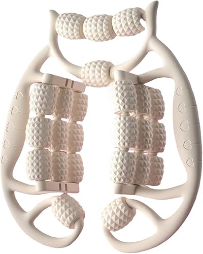 Rullo muscolare a mano per le gambe rulli per gambe rulli per gamba di cellulite 24 ruote strumenti di massaggio per il collo golfista, Bianco - Ysert