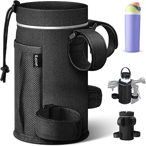 2 Pezzi 12-24oz Portaborraccia Bici Porta Borraccia MTB Bici Portatile Portaborraccia Bici Senza Viti con Tasche in Rete e Strisce Riflettenti per Bicicletta Trekking Bici Corsa Strada Moto - Ysert