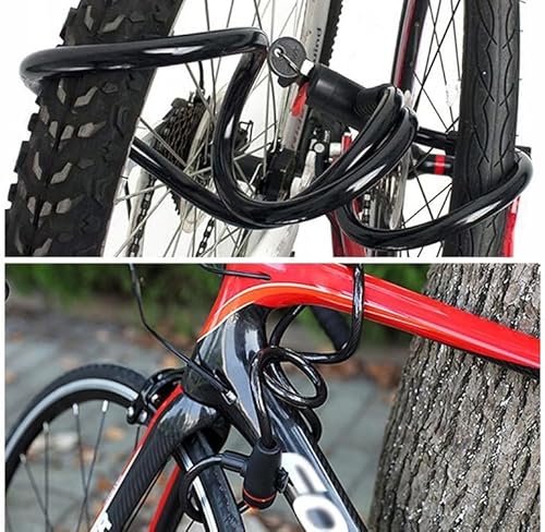 Lucchetto per bicicletta con serratura di sicurezza | Lucchetto antifurto con cavo 10 mm di spessore, cavo di sicurezza per bicicletta, moto, monopattino | acciaio con protezione in silicone (XL - 120 - Ysert