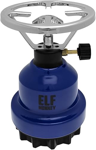 Fornello da Campeggio E190 | Set Fornello a Gas in Metallo & Cartuccia | Piano Cottura a 1 Luce | Outdoor, Tempo Libero | Campeggio, Emergenza: Modello Nero + 4 Cartucce - Ysert