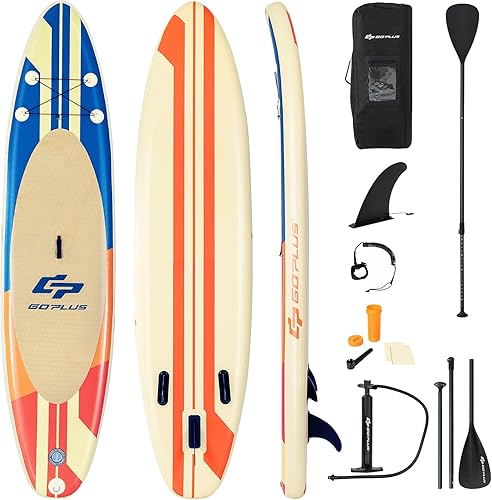 COSTWAY SUP Gonfiabile 335/320 cm, Stand Up Paddle Gonfiabile con Pinne, Leash, Pagaia, Pompa, Kit di Riparazione e Borsa, Carico Massimo 120 kg - Ysert