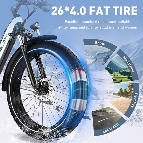 bicicletta elettrica, mountain bike con pneumatici grassi 26 * 4.0, motore brushless ad alta velocità da 250W, batteria integrata da 48V 13AH, bicicletta elettrica adatta agli adulti - Ysert