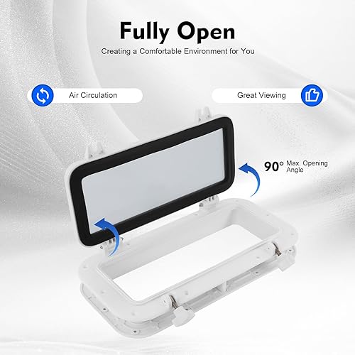 40 x 20 cm oblò finestra rettangolare barche yacht oblò finestra portlight, vetro temperato per barca marina, yacht, vetro temperato, resistente ai raggi UV, per yacht - Ysert