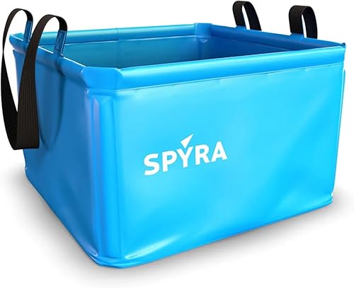 Spyra Secchio per l'acqua portatile, pieghevole, durevole, con cinghie, bordi rinforzati stabili, materiale flessibile e robusto per esterni/giardino (blu) - Ysert