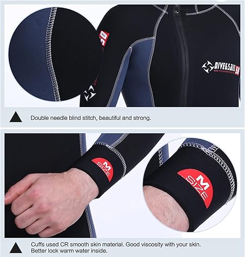 Mute complete da uomo Muta con cappuccio da 5 mm 2 pezzi con cerniera per pesca subacquea - Ysert