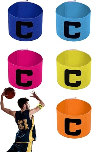 Fasce da capitano da 5 pezzi, fasce da calcio, fasce da capitano elastiche regolabili, fasce da capitano colorate per bambini, fasce da braccio per giovani adulti per club e squadre - Ysert