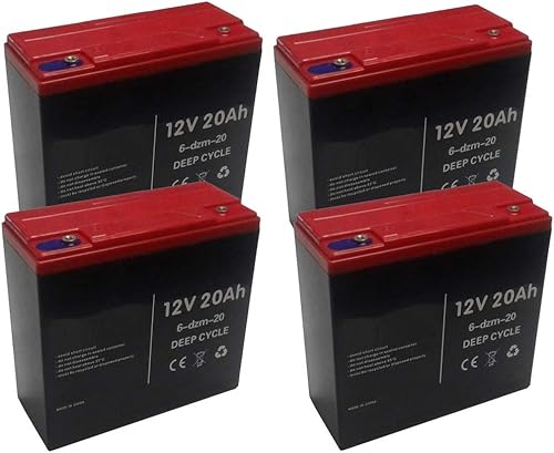 KIT 4x BATTERIA RICARICABILE AL PIOMBO 12V 48V 20AH DEEP CYCLE CICLICA BICI BICICLETTE ELETTRICHE SCOOTER CARROZZINE ELETTRICHE 6DZM20 6-DZM-20 USO CICLICO CARRELLI ELETTRICI MOTORI TRAZIONE ELETTRICA - Ysert