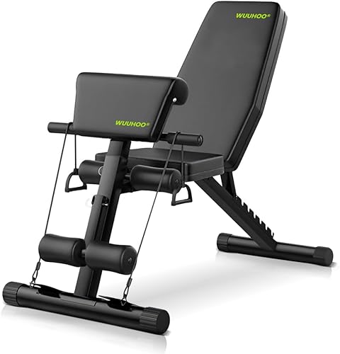 wuuhoo® Panca Pesi Apex – Panca da allenamento regolabile con bande elastiche, cuscino per bicipiti e imbottitura ergonomica per allenamenti versatili a casa - Ysert