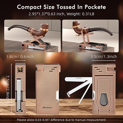 Accendino per pipa con supporto per pipa, strumenti per la pulizia 3 in 1, accendino ricaricabile a butano con fiamma morbida angolata, accendino per pipa per fumo, regalo per la festa del - Ysert