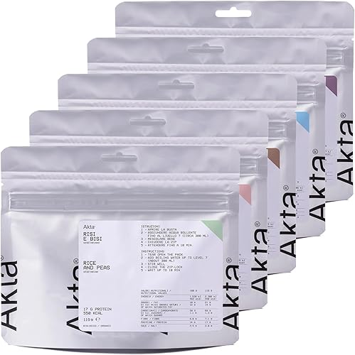Akta - Set di 5 Ricette Italiane Pronte, Cibi liofilizzati, Bundle Completo con Polenta, Pasta, Riso e Legumi, 100% Ingredienti Italiani - Ysert